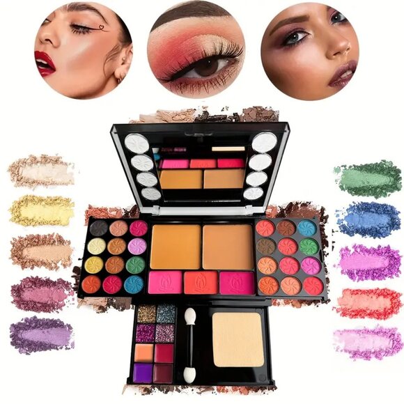 37 Multi-functional Makeup Tray Powder Puff Eyeshadow Brush Includes Eyeshadow - Picture 4 of 5